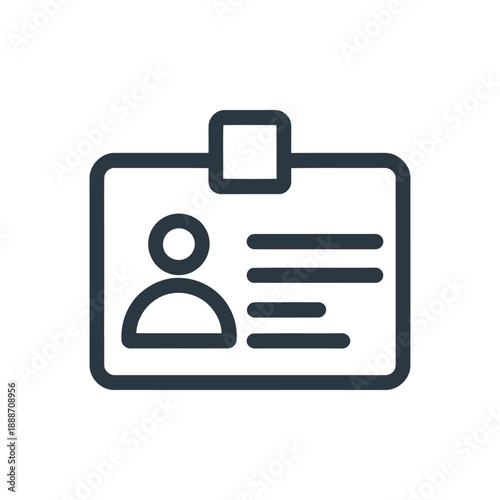 Identity card icon outline vector illustration of personal identification badge