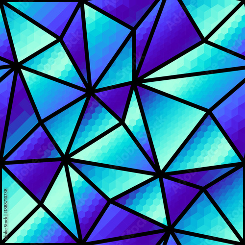 Abstract polygonal blue and teal gradient pattern background. Seamless vector polygonal mosaic modern background.