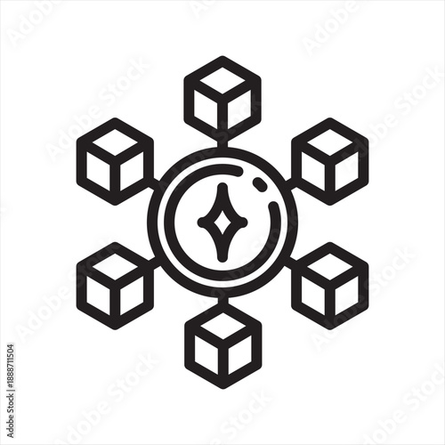 Decentralized Finance (DeFi) simple line icon