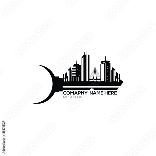 City scape and key icon. Element of cityscapes illustration.
