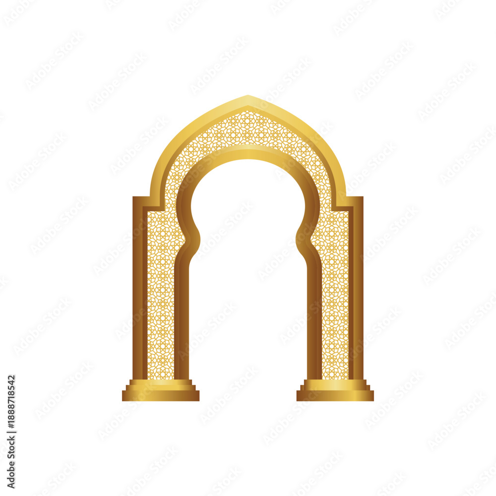 Fototapeta premium Golden archway with intricate pattern on white background