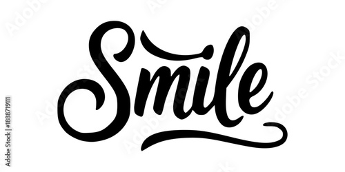 Smile word handwriting. Calligraphy text sign. Cursive brush lettering. Vector illustration isolated on white background.