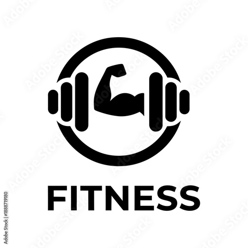 Dumbbell fitness logo silhouette. Gym sport icon symbol design. Black minimal style. Isolated on white background.