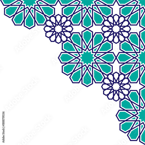 Geometric corner decoration in Islamic style