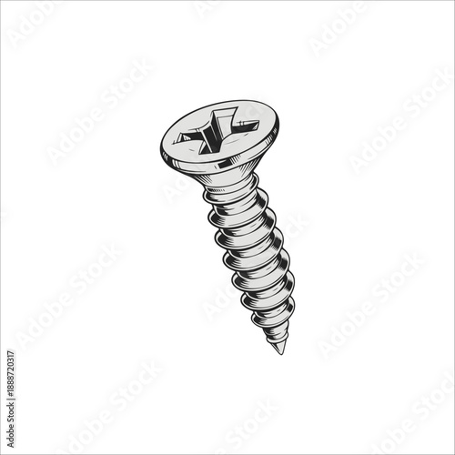 screw bolt image artwork handmade illustration