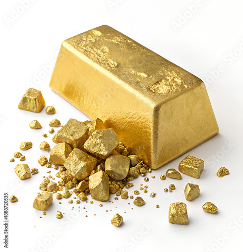 Raw Gold Extract Isolated on White – Ultra High Resolution Mineral Texture