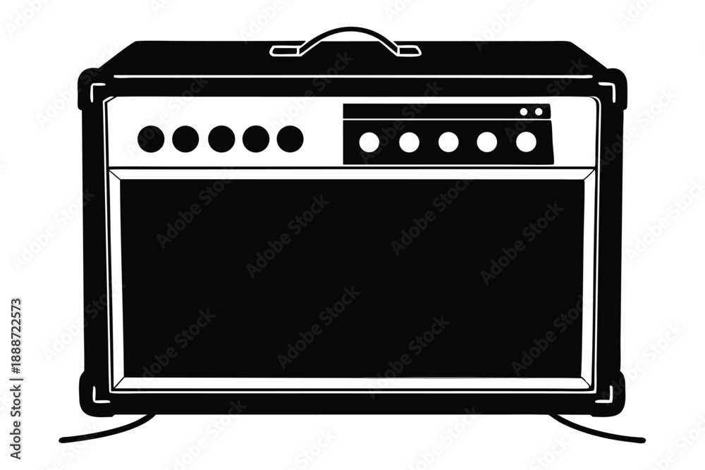 Obraz premium guitar amplifier line art silhouette vector illustration
