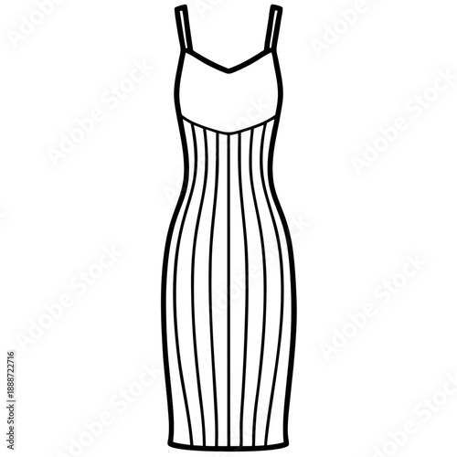 Skims Slip Dress line art vector
