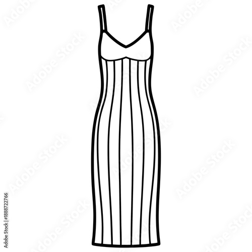 Skims Slip Dress line art vector