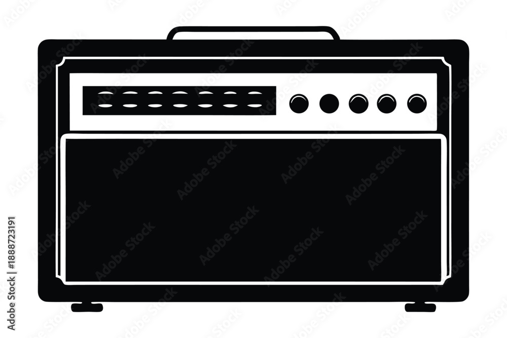 Obraz premium guitar amplifier line art silhouette vector illustration