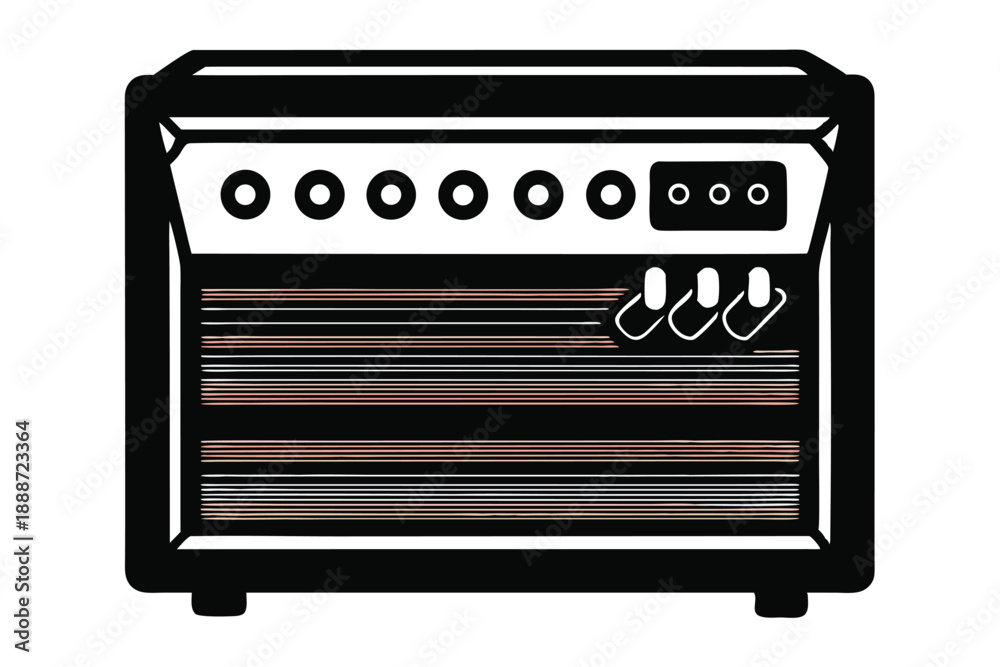 Obraz premium guitar amplifier line art silhouette vector illustration
