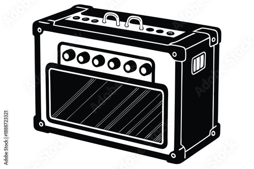 guitar amplifier line art silhouette vector illustration
