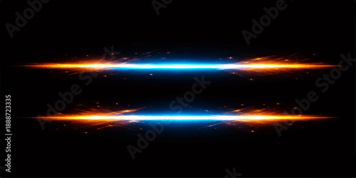 Futuristic abstract space background featuring glowing blue waves and bright energy lines flowing through a dark night design with motion rays and fire patterns