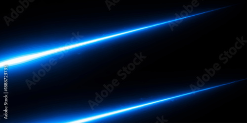 An abstract blue background featuring a bright spotlight design with digital laser beams and light motion waves creates a dark night energy texture for this artistic backdrop illustration