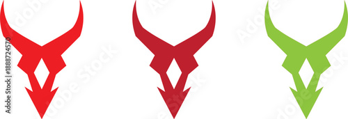 Abstract horned animal logo vector set featuring aggressive symmetrical shapes for sports gaming esports branding