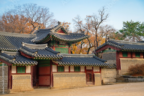 korean temple in autumn