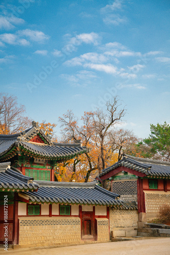 korean temple in autumn