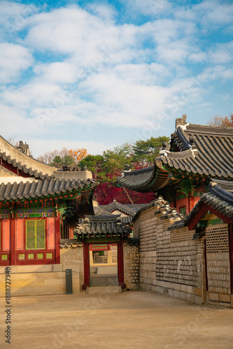 korean temple in autumn