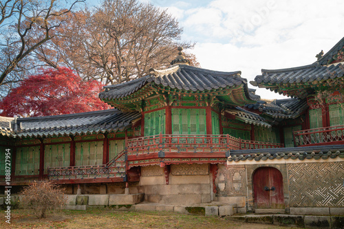 korean temple in autumn
