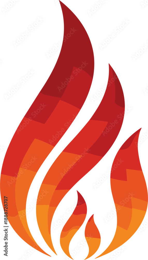 Naklejka premium Stylized flame fire vector illustration with layered abstract shapes representing heat energy danger power and combustion concept