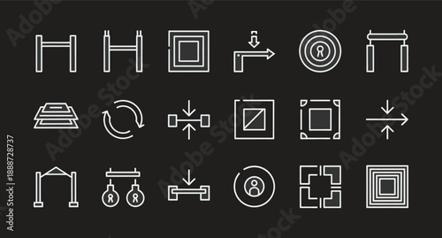 Set of architecture and construction line icons, barrier, gate, entrance and more