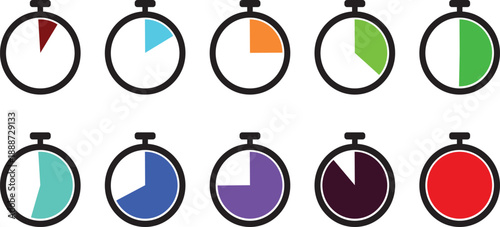 A simple modern icon depicting a partially filled circular timer with a black outline