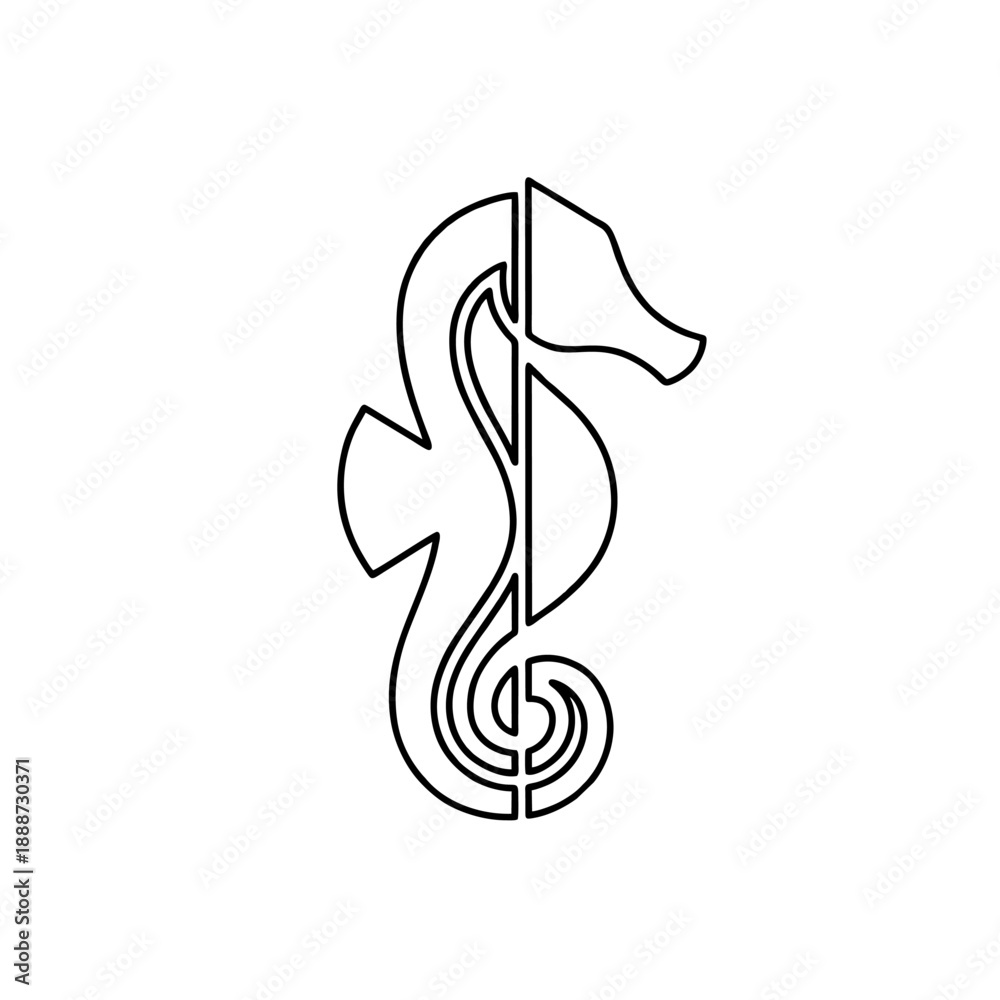 Fototapeta premium Simple Line Art Seahorse Logo, Single Stroke Illustration