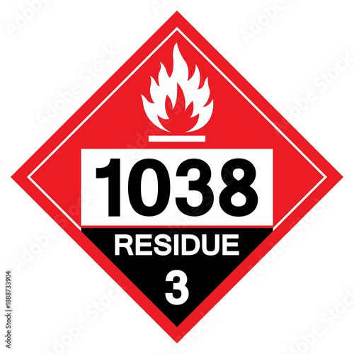 UN1038 Ethylene Residue Class 3 Symbol Sign, Vector Illustration, Isolate On White Background, Label .EPS10