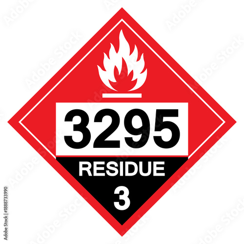 UN3295 Flammable Liquid Residue Class 3 Symbol Sign, Vector Illustration, Isolate On White Background, Label .EPS10