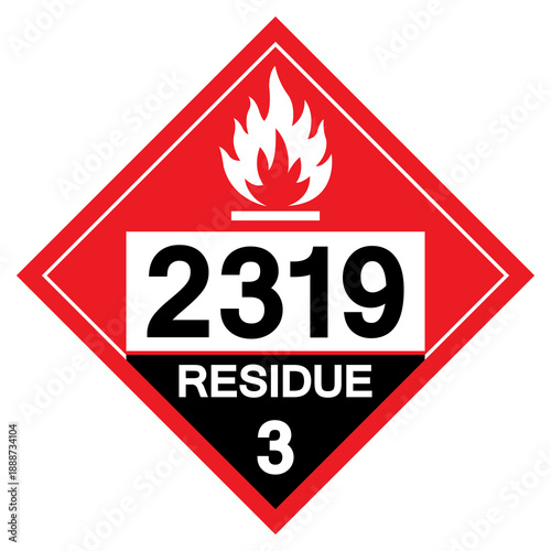UN2319 Flammable Liquid Residue Class 3 Symbol Sign, Vector Illustration, Isolate On White Background, Label.EPS10