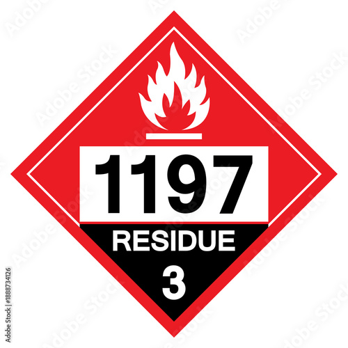 UN1197 Flammable Liquid Residue Class 3 Symbol Sign, Vector Illustration, Isolate On White Background, Label.EPS10