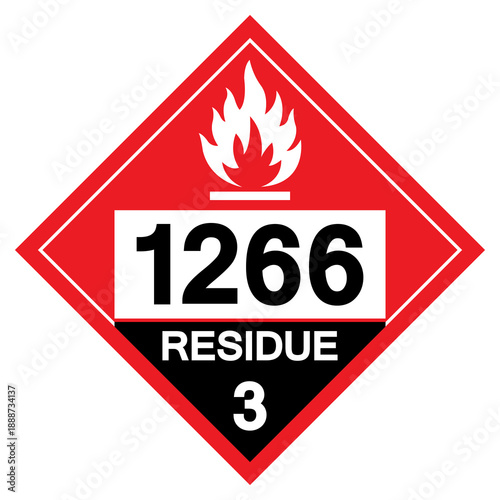 UN1266 Flammable Liquid Residue Class 3 Symbol Sign, Vector Illustration, Isolate On White Background, Label.EPS10