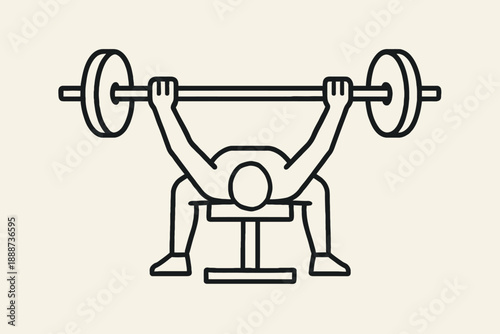 Line Art Illustration of a Person Bench Pressing.