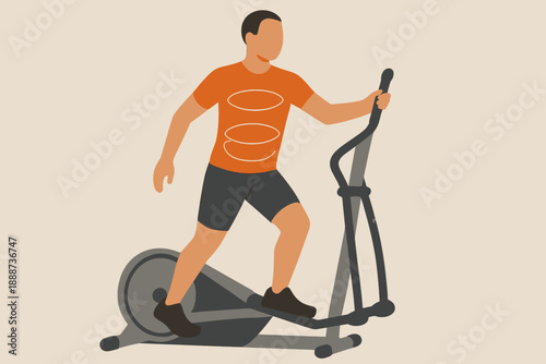 Man working out on an elliptical machine for fitness.