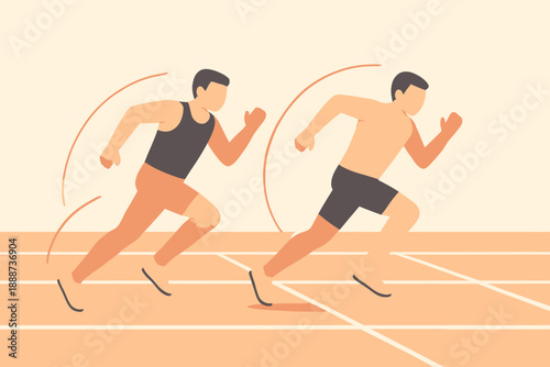 Two Athletes Sprinting on a Track in a Race.
