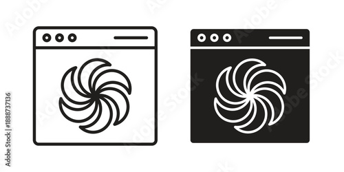 Convection turbofan stove icon vector logo design element. Vector emblem template.