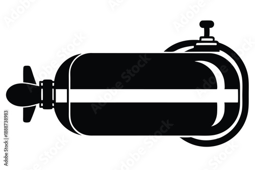 scuba tank line art silhouette vector illustration
