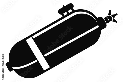 scuba tank line art silhouette vector illustration