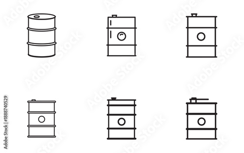 Collection of industrial barrels in various designs