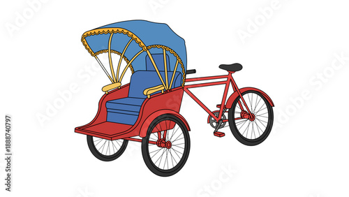 Traditional Asian Cycle Rickshaw Vector Illustration