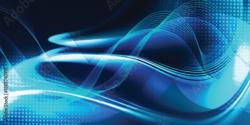 Abstract digital dynamic wave background with dot. Abstract tech network connection dots. Digital technology and big data analysis background.