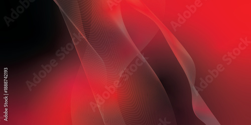 Abstract dark red background with flowing curved wave lines and fine mesh gradients, soft glow lighting, smooth motion blur, futuristic digital design, elegant minimal composition, high contrast shado