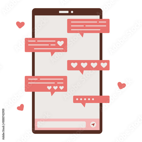 Mobile Phone Chatting With Love Messages Vector Illustration