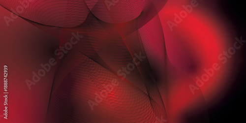 Abstract dark red background with flowing curved wave lines and fine mesh gradients, soft glow lighting, smooth motion blur, futuristic digital design, elegant minimal composition, high contrast shado