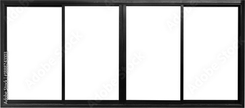 Foto Real modern black store front double glass door window frame isolated on white b