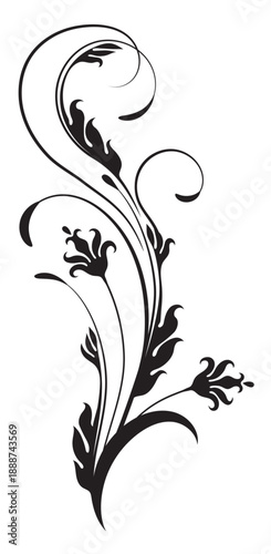 Ornament with  flower. Text divider. Decorative element for decor and text greeting or invitation card design.