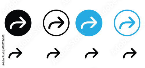 Share Arrow Icon Set - Forward Reply Next Right Button Vector Collection,Share icons set. Social media button. Transparent share pictogram. Linear arrows. Link symbol. 