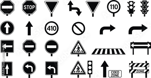 Road Traffic Signs Isolated on White Background