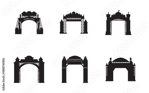 Set of Six Architectural Gate Silhouettes