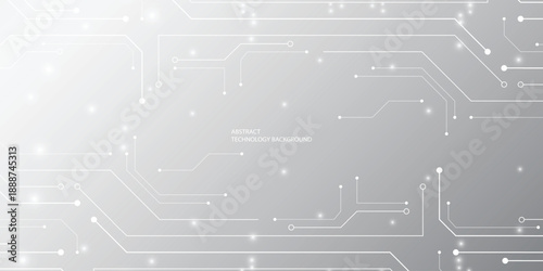 Abstract white background featuring circuit patterns and blue tech elements. Clean digital design with futuristic lines for modern technology and AI-themed projects.